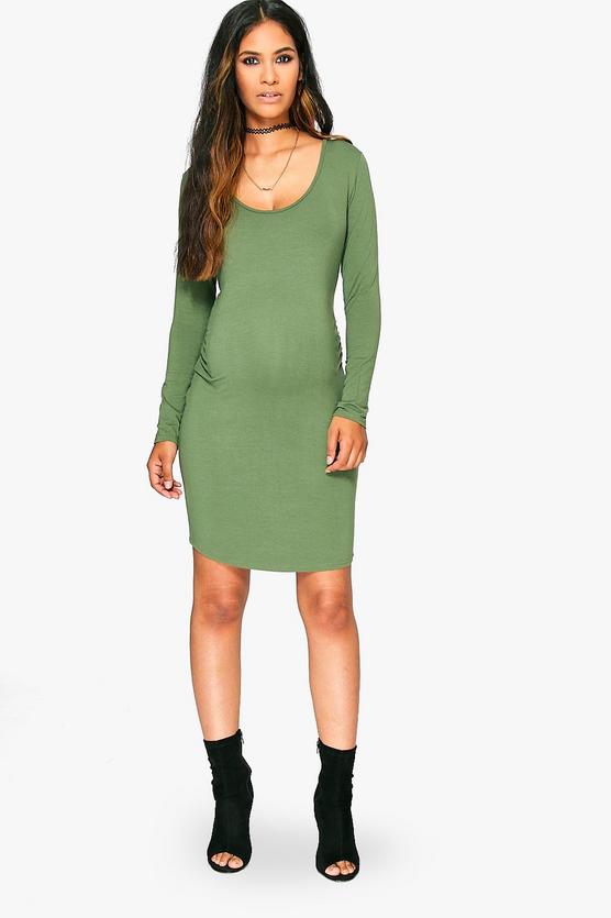 Maternity Lucy Scoop Neck Long Sleeve Bodycon